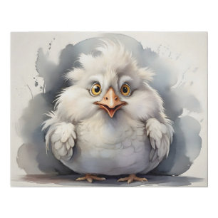 Confused Fluffy White Chicken Perplexed Faux Canvas Print