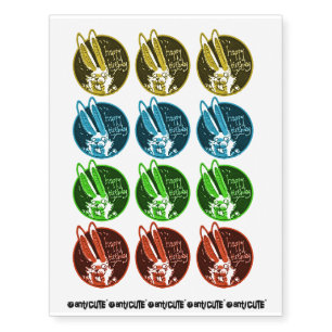 confused funny rabbit says happy birthday cartoon temporary tattoos