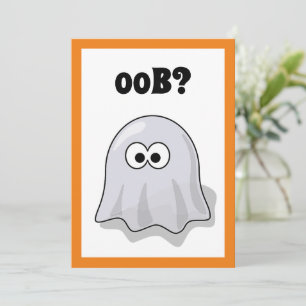 Confused Ghost Says "Oob?" Funny Halloween Cartoon Invitation