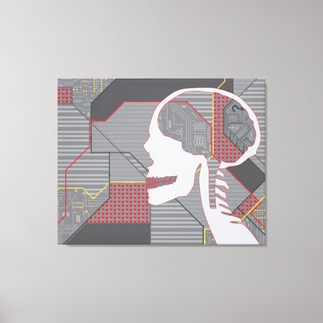confused heart logicskull canvas print (Front)