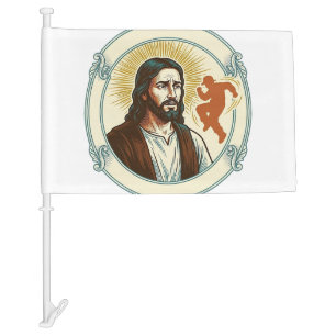 Confused Jesus Viral Dancing Trend Silhouette Vide Car Flag