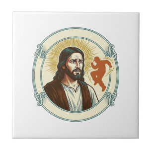 Confused Jesus Viral Dancing Trend Silhouette Vide Ceramic Tile