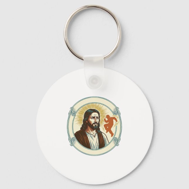 Confused Jesus Viral Dancing Trend Silhouette Vide Keychain (Front)