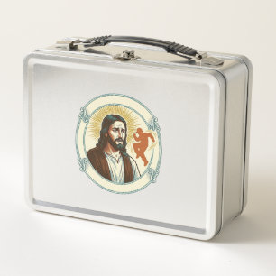Confused Jesus Viral Dancing Trend Silhouette Vide Metal Lunch Box
