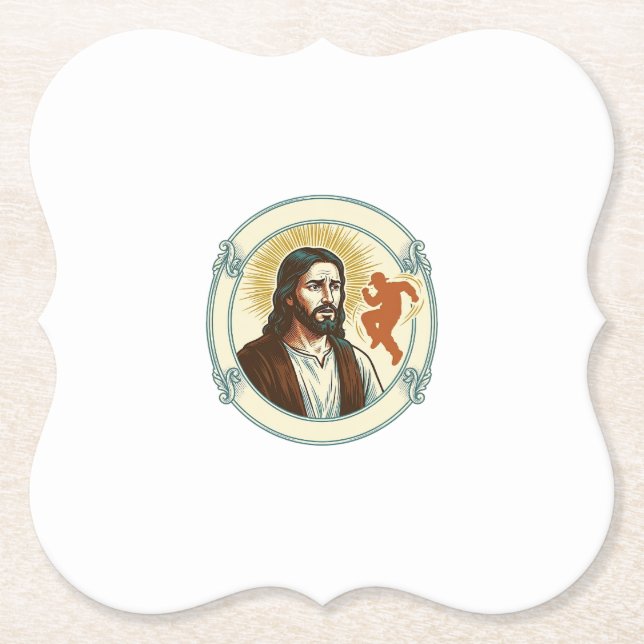 Confused Jesus Viral Dancing Trend Silhouette Vide Paper Coaster (Front)