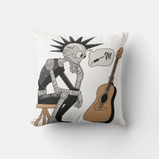 Confused Music Robot Throw Pillow