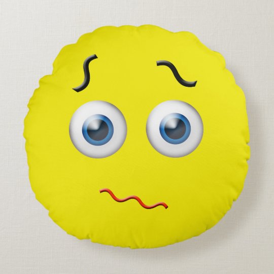 Confused Puzzled Emoji Round Pillow | Zazzle