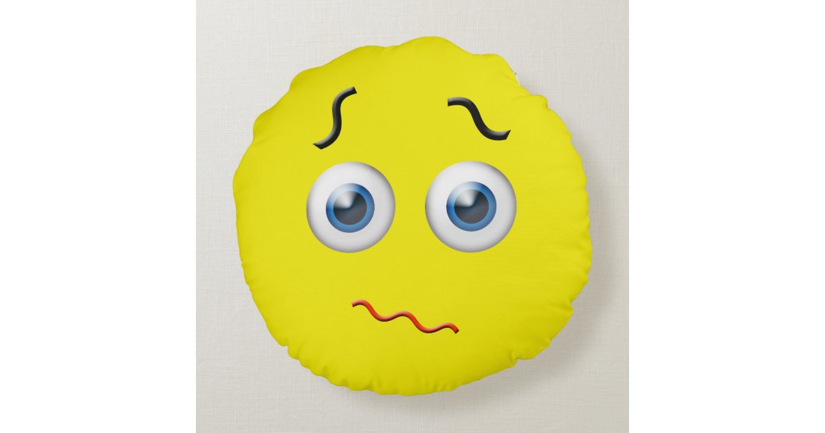 Confused Puzzled Emoji Round Pillow | Zazzle