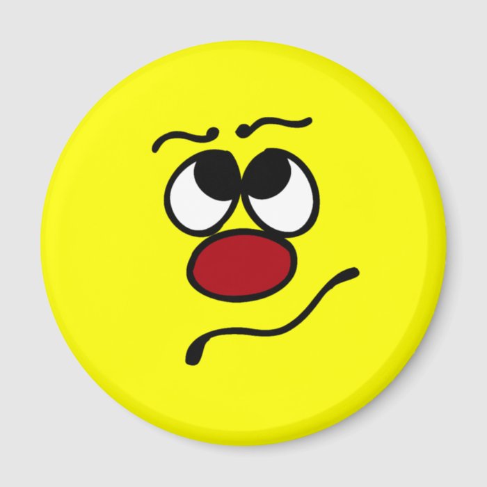 Confused Smiley Face Grumpey Refrigerator Magnet