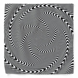 confusing hypnotic swirl lines pattern black white bandana