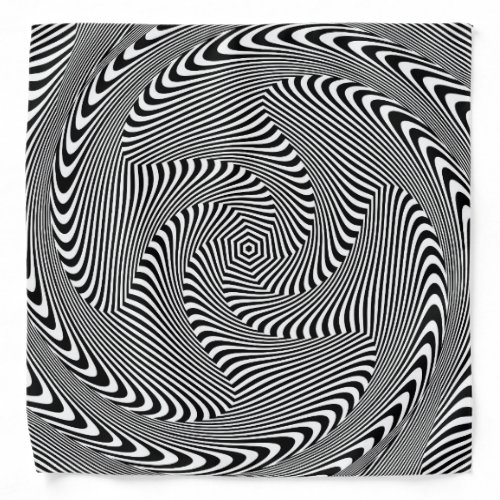 confusing hypnotic swirl lines pattern black white bandana