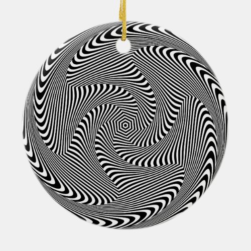 confusing hypnotic swirl lines pattern black white ceramic ornament