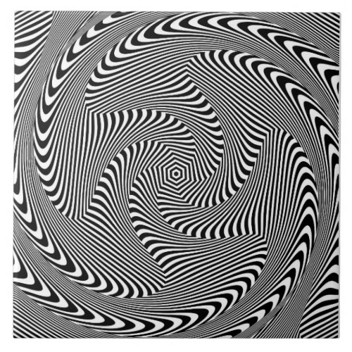 confusing hypnotic swirl lines pattern black white ceramic tile