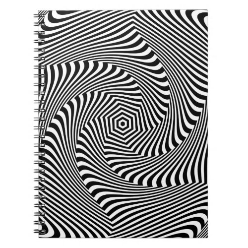 confusing hypnotic swirl lines pattern black white notebook