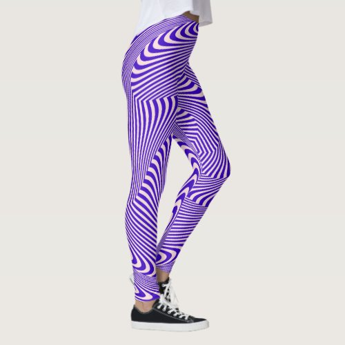 confusing hypnotic swirl lines pattern blue white leggings