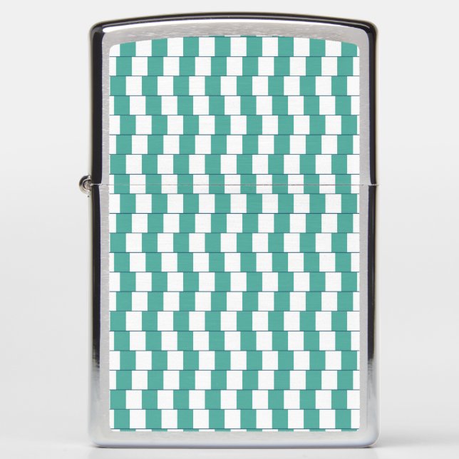 Confusing lines turquoise zippo lighter (Front)