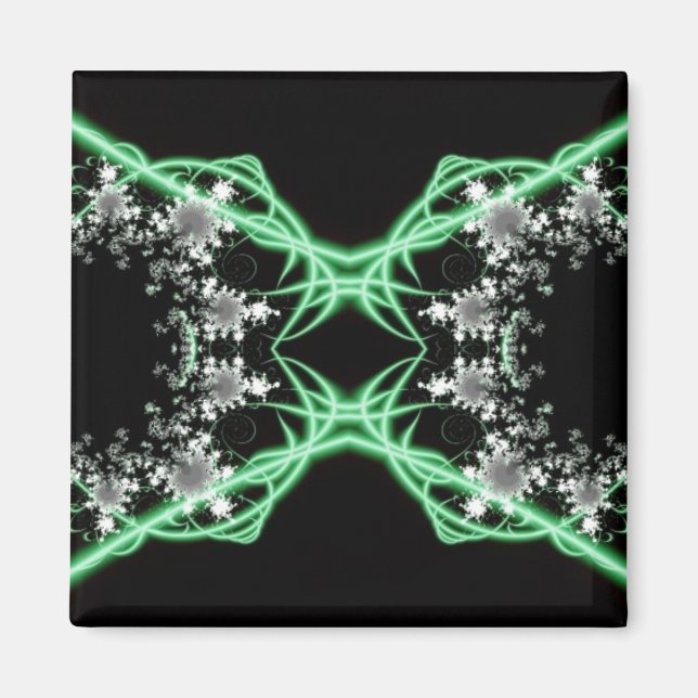 Confusion | Green and White Fractal Art Magnet (Front)
