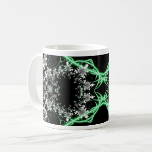 Confusion Green and White Fractal Art Wrap Coffee Mug