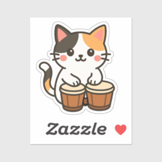Conga Calico Cat Percussion Beat Sticker