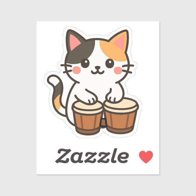Conga Calico Cat Percussion Beat Sticker (Sheet)
