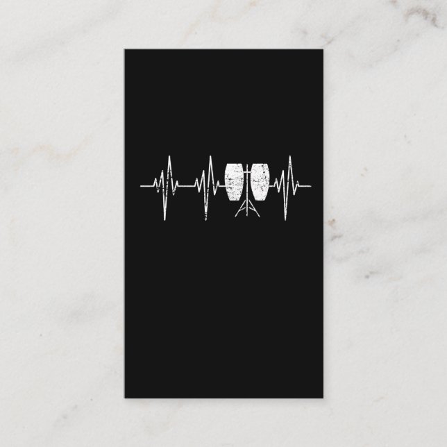 Conga Drum - Distressed Conga Drummer Heartbeat Business Card (Front)