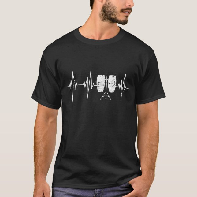 Conga Drum - Distressed Conga Drummer Heartbeat T-Shirt (Front)