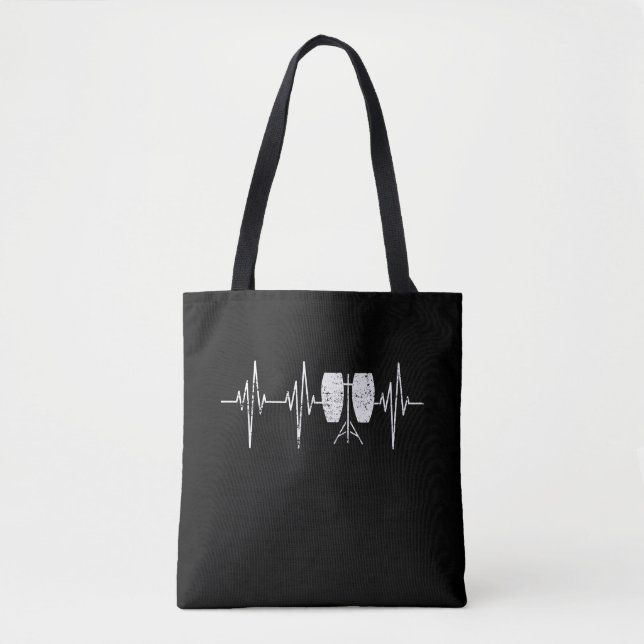 Conga Drum - Distressed Conga Drummer Heartbeat Tote Bag (Front)