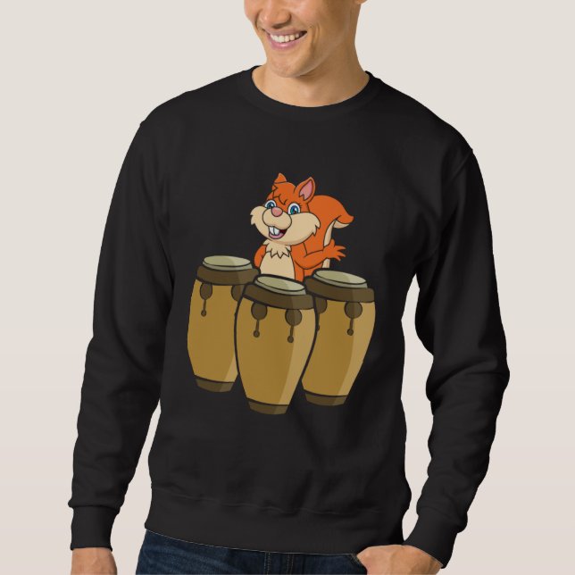 Conga Drummer Squirrel Congas & Squirrel Conga Dru Sweatshirt (Front)
