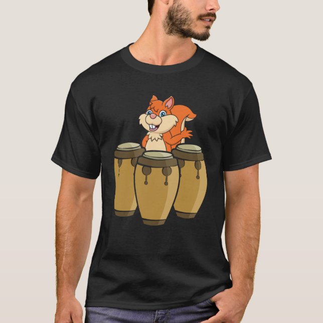Conga Drummer Squirrel Congas & Squirrel Conga Dru T-Shirt (Front)
