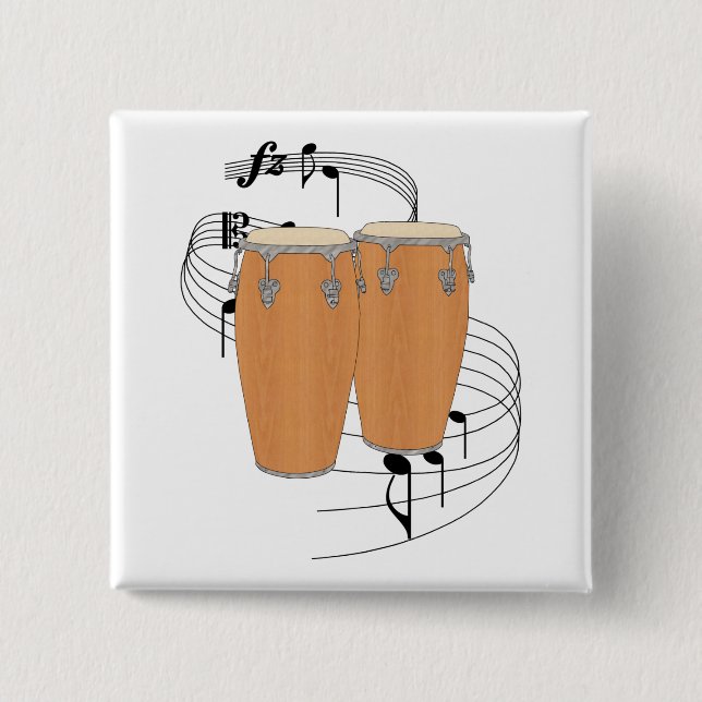 Conga Drums Pinback Button (Front)