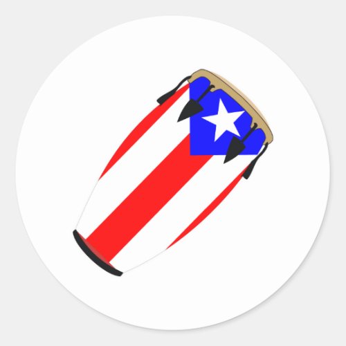 Conga Flag Puerto Rico Classic Round Sticker