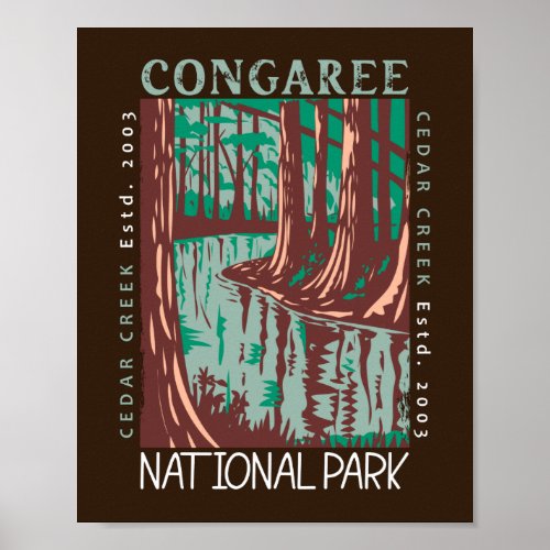 Congaree National Park Cedar Creek Vintage   Poster