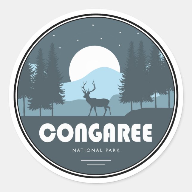 Congaree National Park Deer Classic Round Sticker (Front)