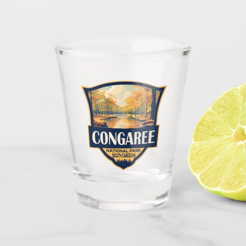 Congaree National Park Illustration Travel Vintage Shot Glass