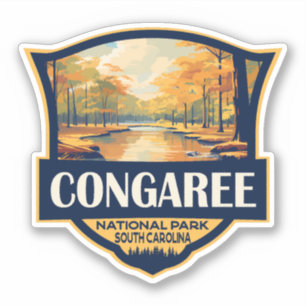 Congaree National Park Illustration Travel Vintage Sticker