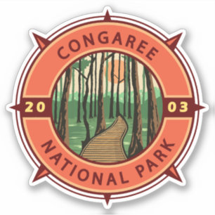 Congaree National Park Retro Compass Emblem Sticker