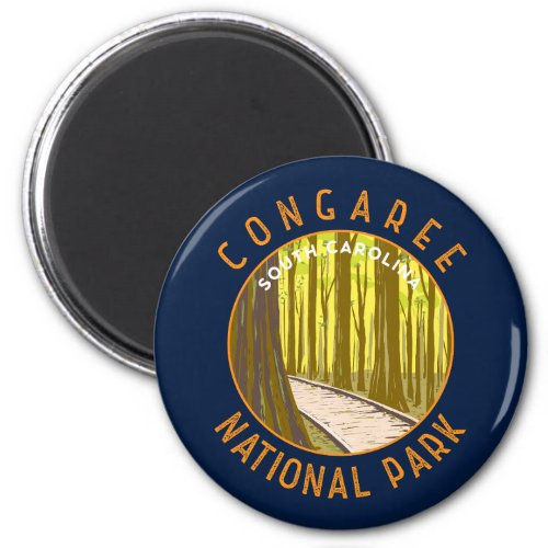 Congaree National Park Retro Distressed Circle Magnet