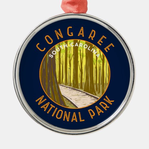 Congaree National Park Retro Distressed Circle Metal Ornament