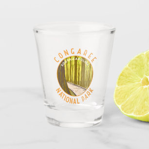 Congaree National Park Retro Distressed Circle Shot Glass