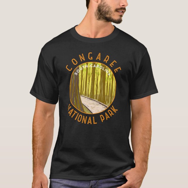 Congaree National Park Retro Distressed Circle T-Shirt (Front)