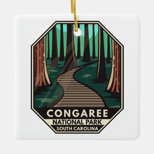 Congaree National Park Retro Emblem Ceramic Ornament