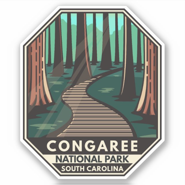 Congaree National Park Retro Emblem Sticker (Front)