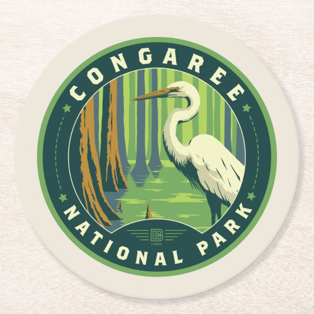 Congaree National Park Round Paper Coaster (Front)