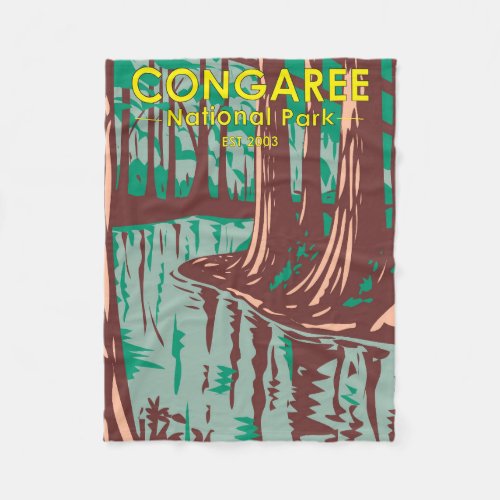 Congaree National Park South Carolina Vintage Fleece Blanket