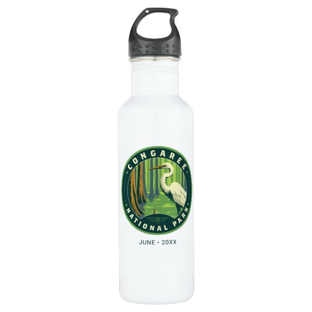 Congaree National Park Stainless Steel Water Bottle (Front)
