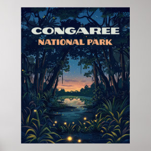 Congaree National Park Swamp South Carolina Retro Poster