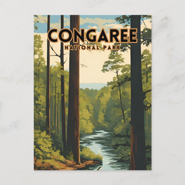 Congaree National Park Traditional Travel Poster Postcard (Front)