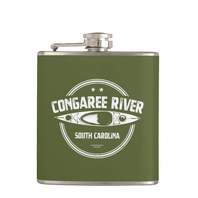 Congaree River South Carolina Kayaking Flask (Front)