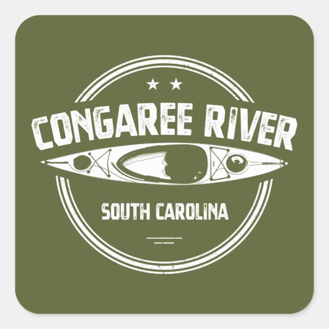 Congaree River South Carolina Kayaking Square Sticker (Front)