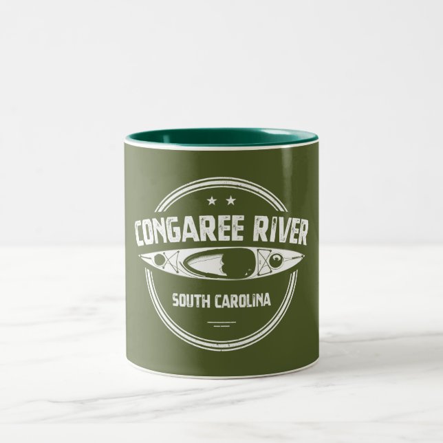 Congaree River South Carolina Kayaking Two-Tone Coffee Mug (Center)